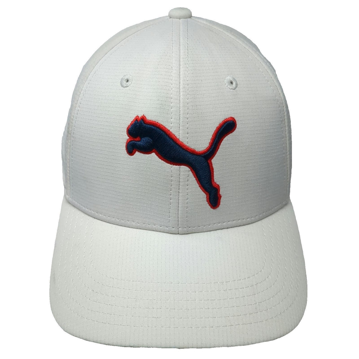 Puma Baseball Cap White S Stretch Fit Embroidered Logo Athletic Performance Hat