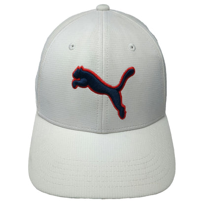 Puma Baseball Cap White S Stretch Fit Embroidered Logo Athletic Performance Hat