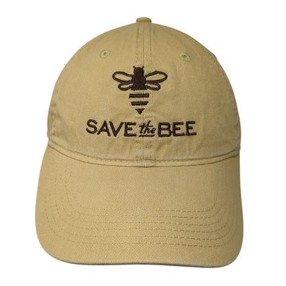 Save The Bee Slideback Hat Tan One Size Adjustable Embroidered 6 Panel Cotton