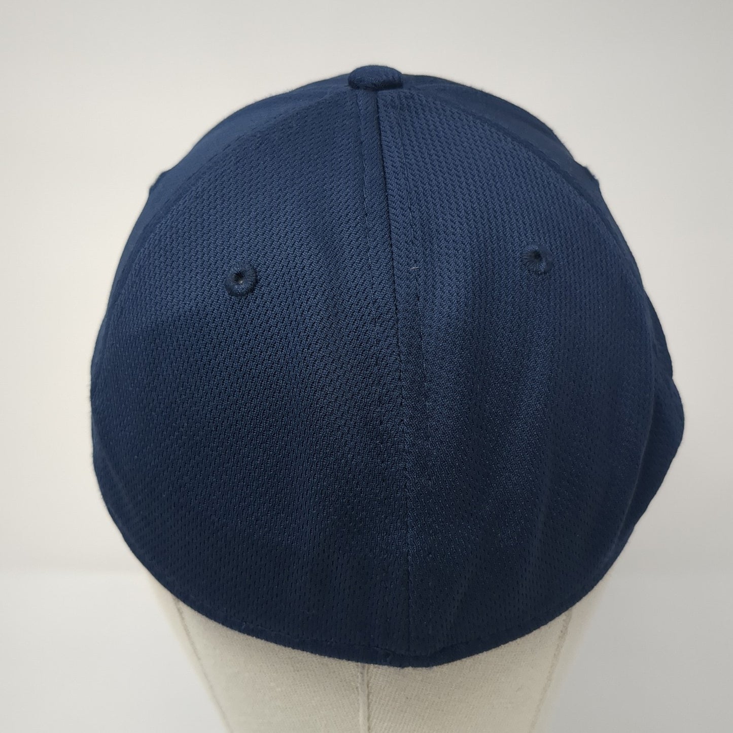Athletic Works Fitted Hat Blue Medium Solid Vent Holes Stretch Blank