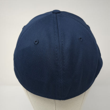 Athletic Works Fitted Hat Blue Medium Solid Vent Holes Stretch Blank