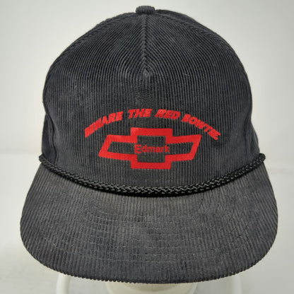 Nissin 5 Panel Black Hat One Size Corduroy Rope Brim Chevrolet Edmark Bowtie