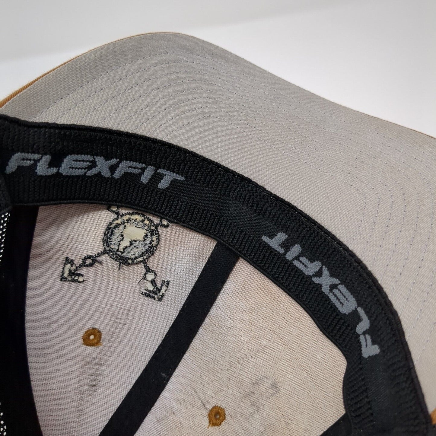 Yupoong Fitted Mesh Back Trucker Hat Brown One Size Embroidered Flexfit