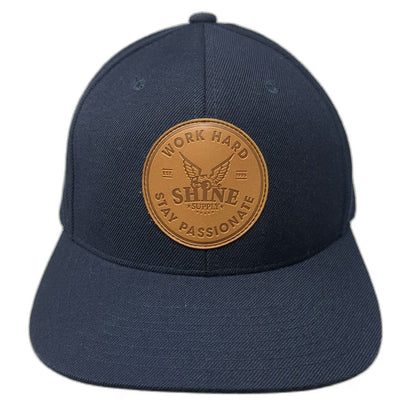 Yupoong Snapback Blue One Size Hat Shine Supply Leather Patch Green Undervisor