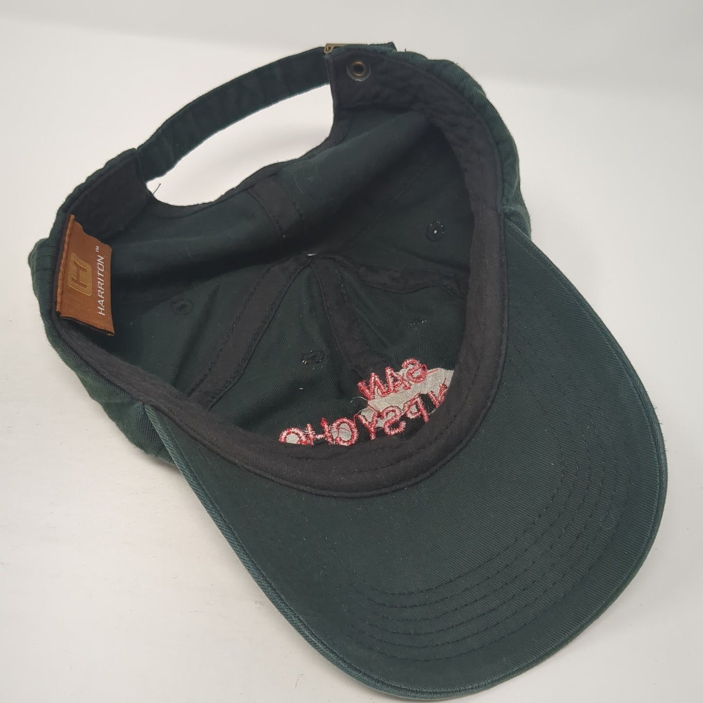 San Fran Psycho Slideback Hat Green One Size Adjustable Solid Harriton