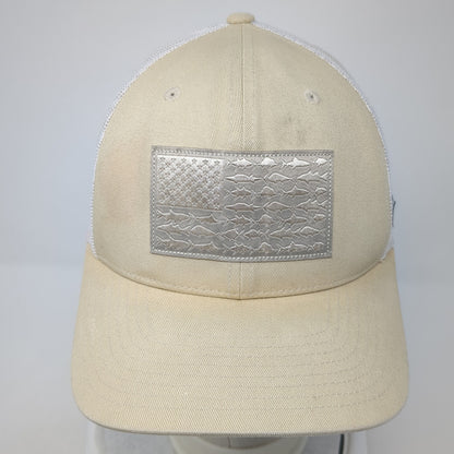 Columbia PFG Fish Flag Trucker Hat Beige One Size Adjustable Patriotic Mesh Back