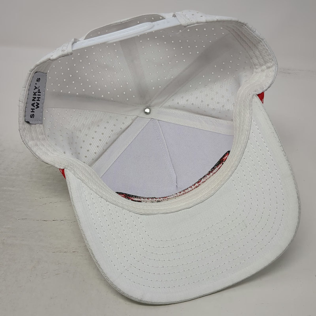 Shanky's Whip Trucker Hat White Red One Size Rope Brim Perforated Snapback Irish