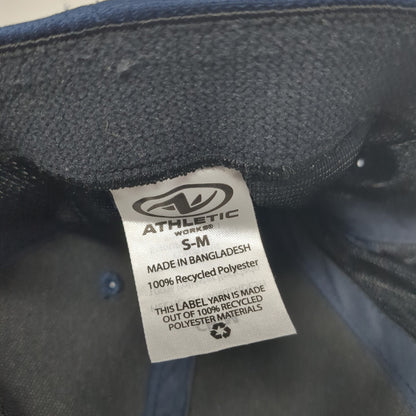 Athletic Works Fitted Hat Blue Medium Solid Vent Holes Stretch Blank