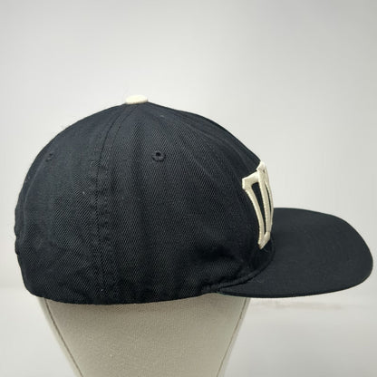 Obey 5 Panel Hat Black One Size Snapback Flat Brim Green Underbrim Wool Blend