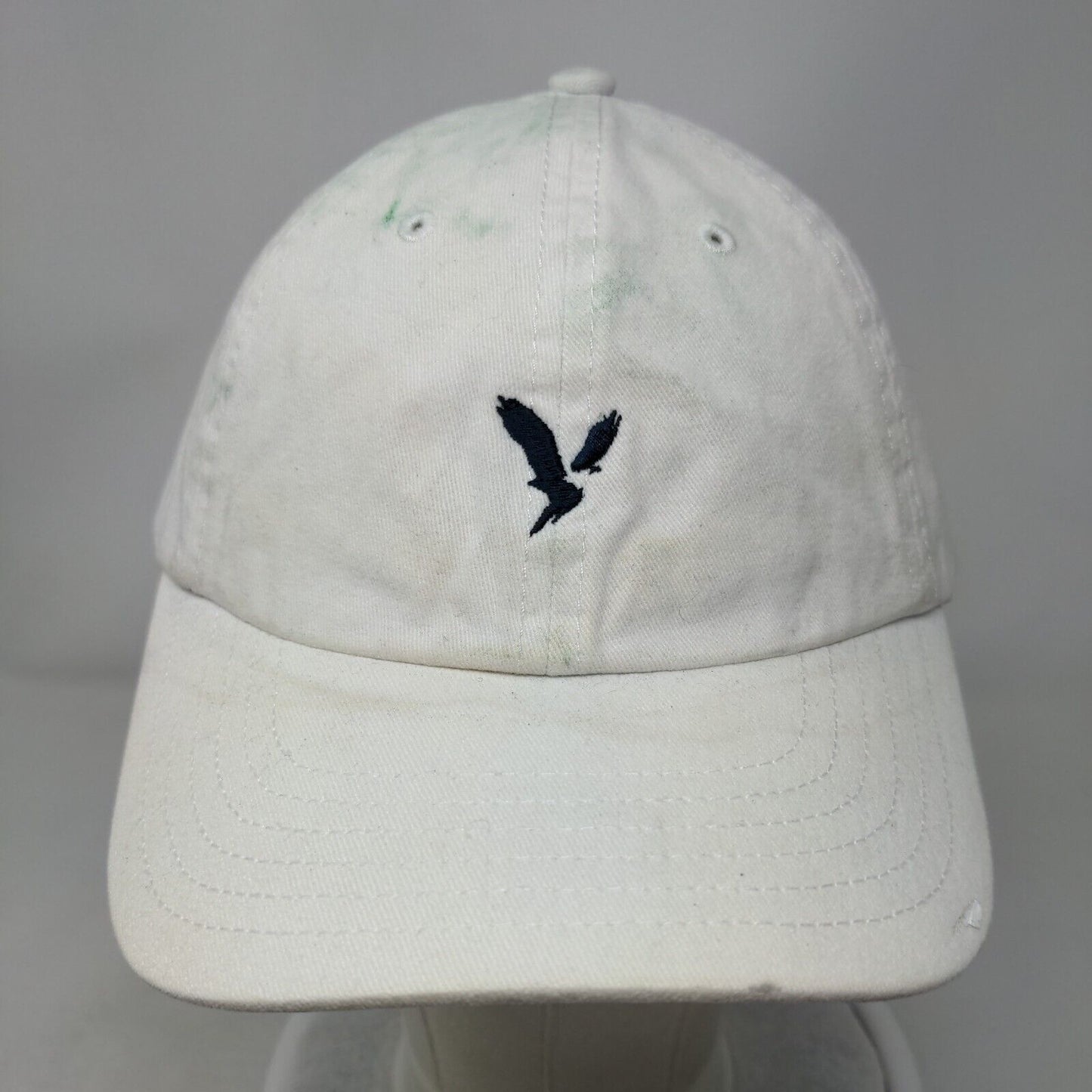 American Eagle Slideback Hat Cream One Size Embroidered Logo 6 Panel