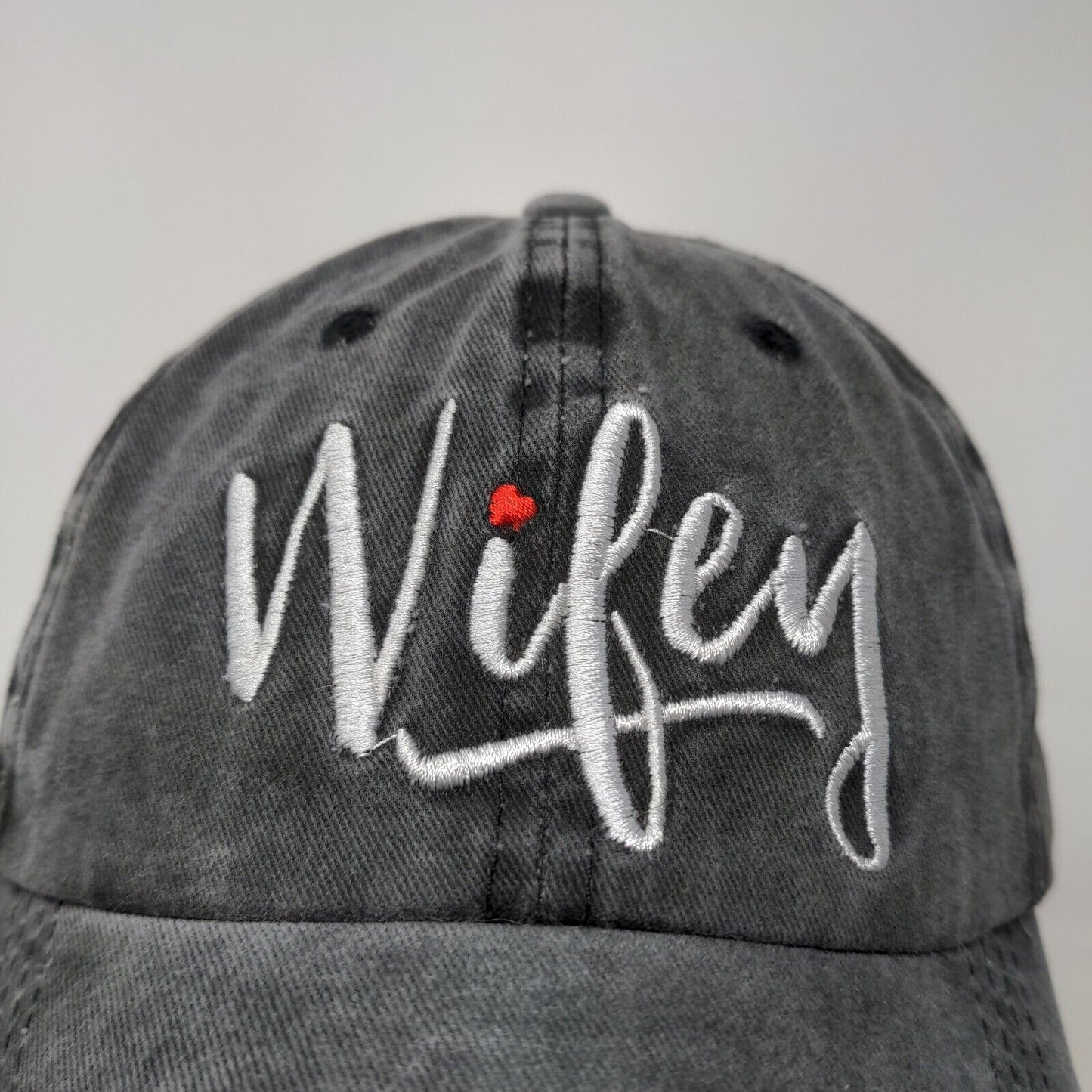 Unbranded Women's Slideback Hat Gray Embroidered Wifey Logo Ponytail Hole Cotton