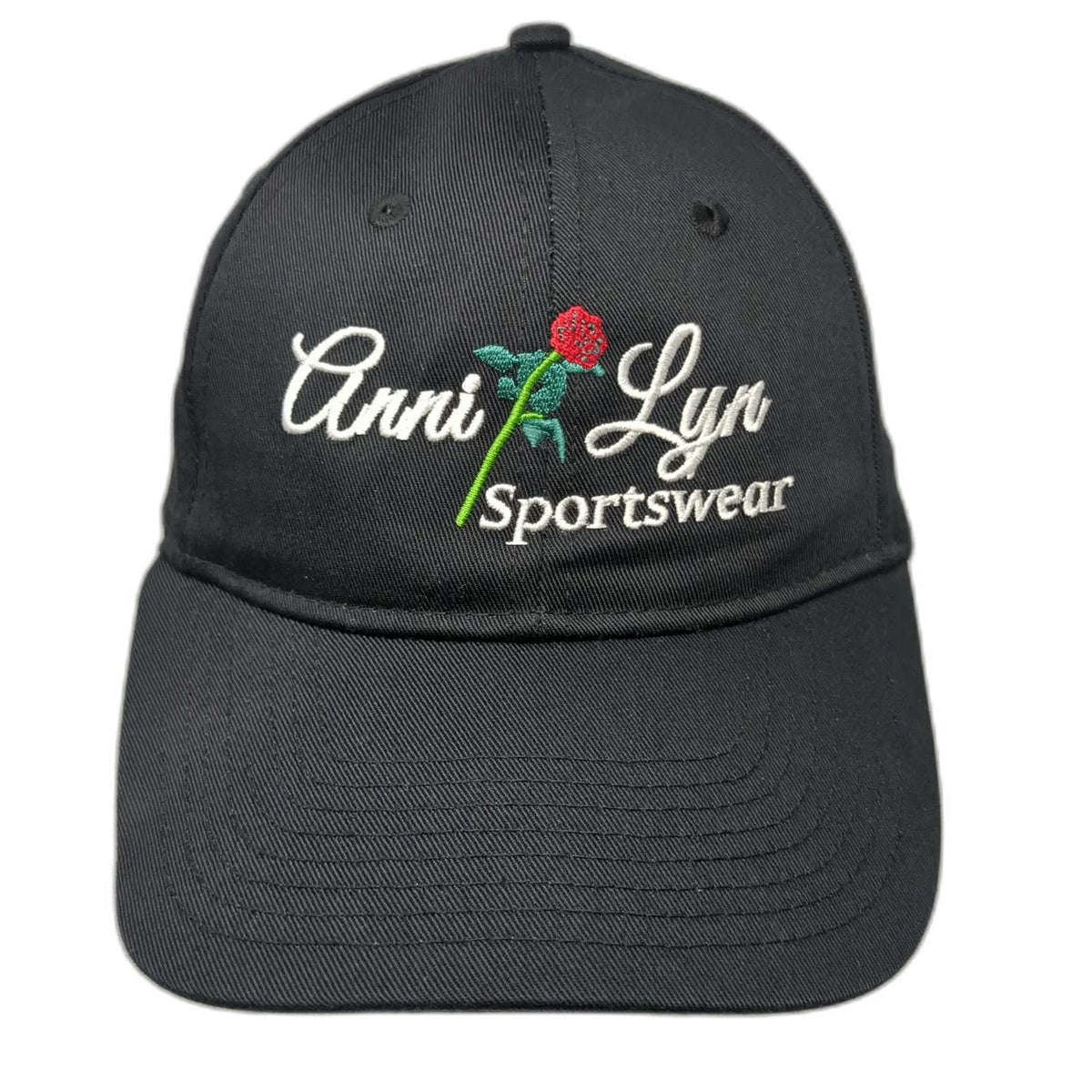 Anni Lyn Sportswear Snapback Hat Black One Size Rose Embroidery Curved Brim