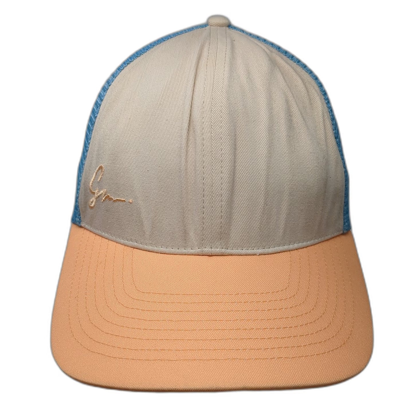 Grace Folly Trucker Hat Beige Orange Blue One Size Mesh Snapback Flat Brim Cap