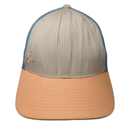 Grace Folly Trucker Hat Beige Orange Blue One Size Mesh Snapback Flat Brim Cap