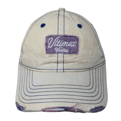 Ultimat Vodka Slideback Hat White OSFM Adjustable Embroidered Distressed 6 Panel