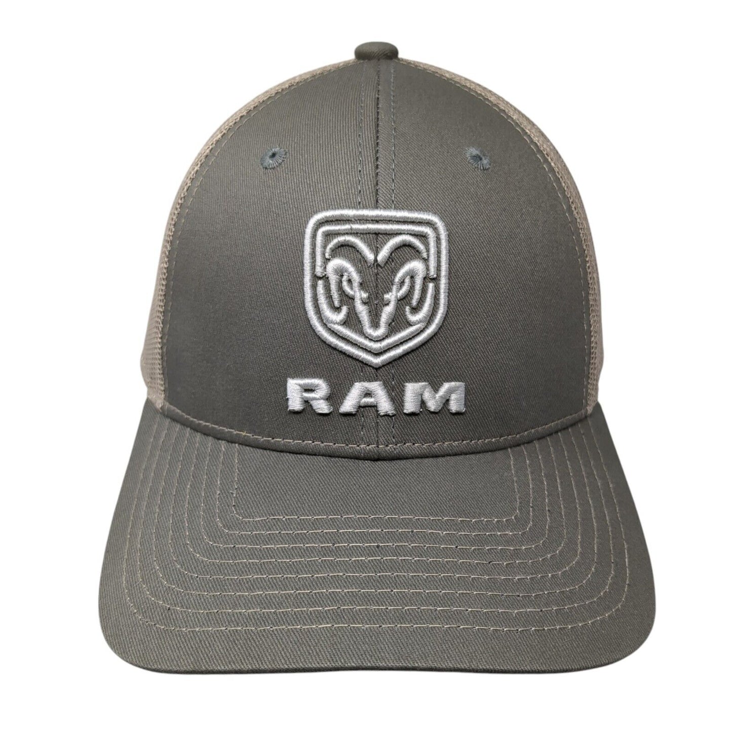 RAM Snapback Trucker Hat Brown One Size Adjustable Embroidered Mesh Back 6 Panel