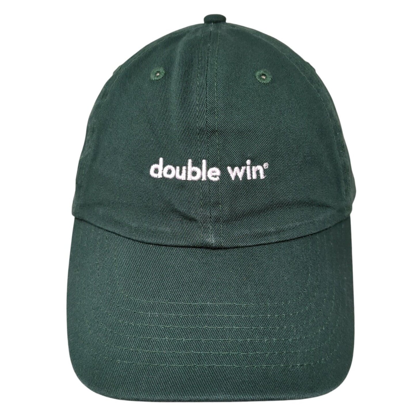 Double Win Slideback Hat Green One Size Adjustable Embroidered 6 Panel