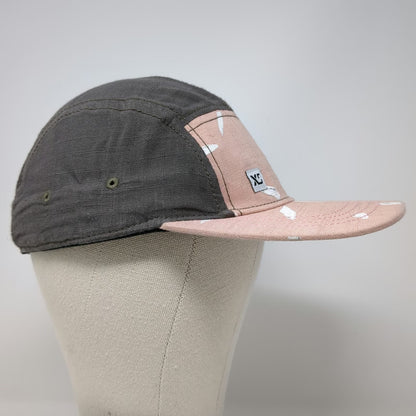 XC 5 Panel Hat Gray Pink White One Size Abstract Pattern Flat Brim Slideback