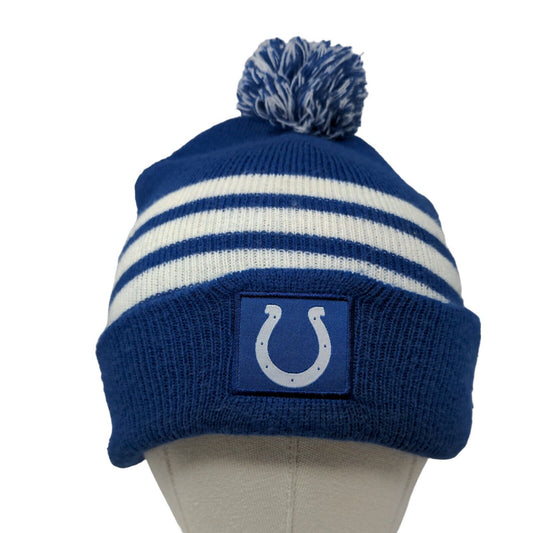 BDa Men's Knit Beanie Hat Blue White Indianapolis Colts Embroidered Logo