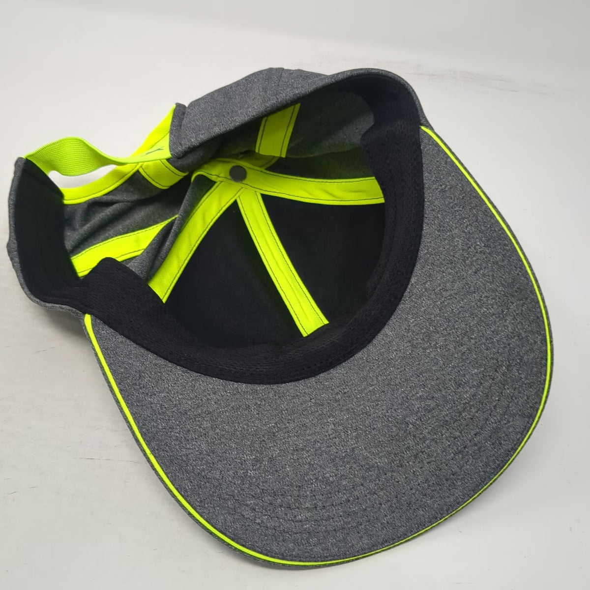 Slazenger Baseball Cap Gray One Size Elastic Strap Yellow Trim Performance Hat
