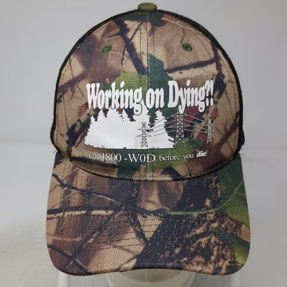 Trucker Hat Green Camo One Size Working on Dying Power Lines Graphic Mesh Back