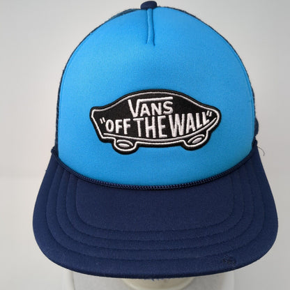 VANS Off The Wall Snapback Trucker Hat Blue One Size Adjustable Mesh Back Rope