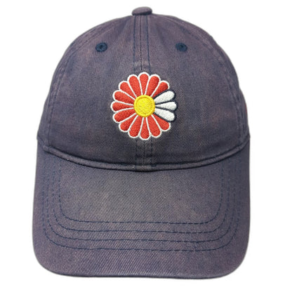 Aksels Baseball Cap Blue One Size Flower Logo Slideback Hat Red Yellow White