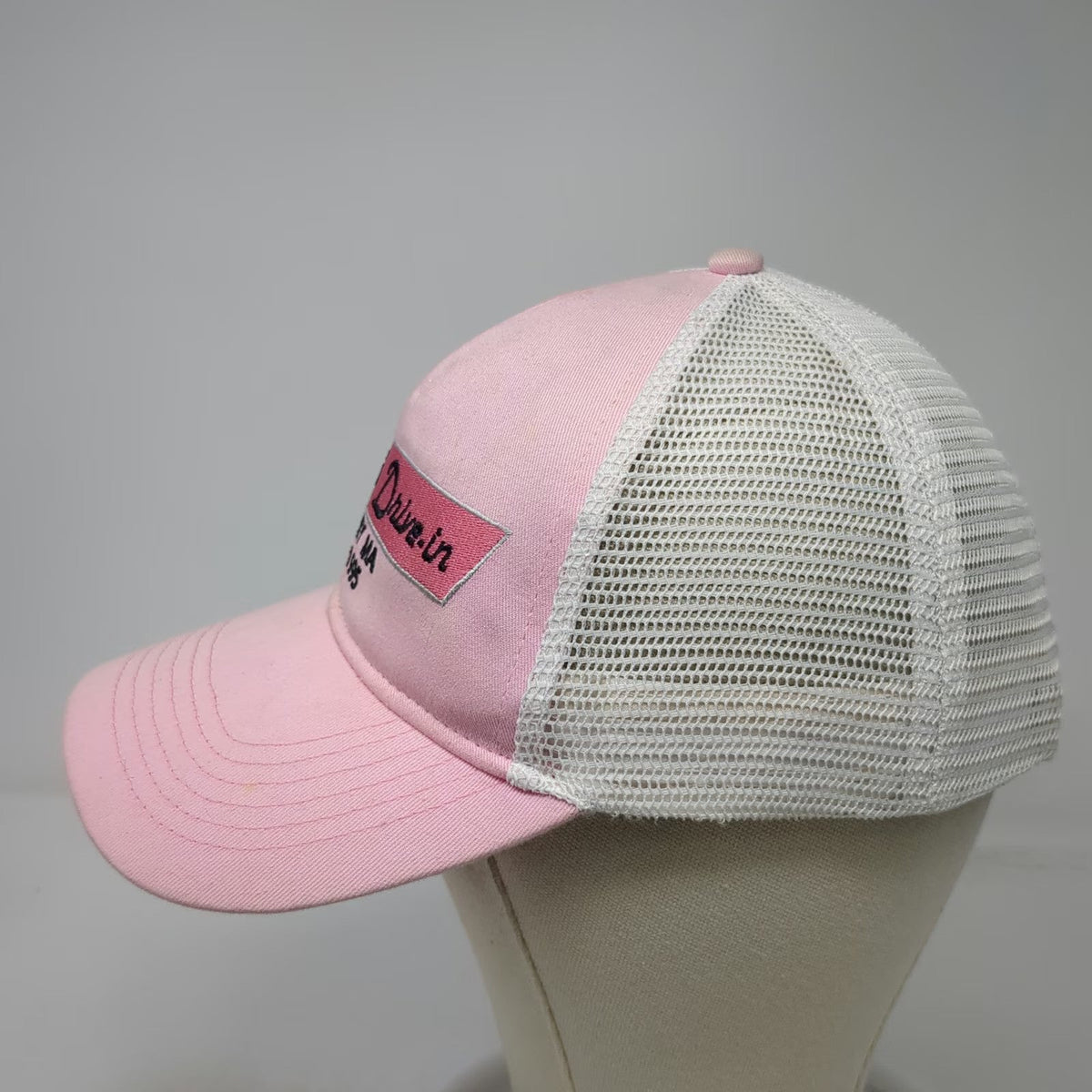 Cap America Trucker Hat Pink White One Size Cindy's Drive-in Granby MA Est 1995
