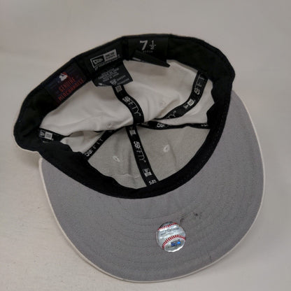 Florida Marlins Fitted Hat White 7 1/2 Embroidered Logo New Era 59Fifty MLB