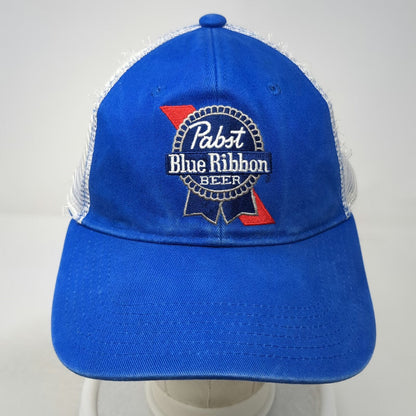 Cap America Trucker Hat Blue One Size Pabst Blue Ribbon Beer Mesh Back Snapback