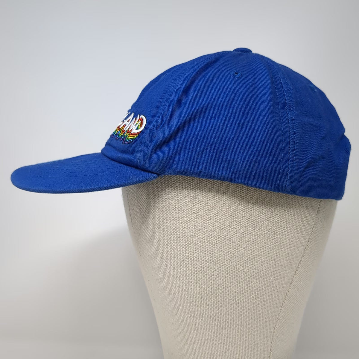 Disneyland Baseball Cap Blue One Size Rainbow Embroidered Hat Slideback