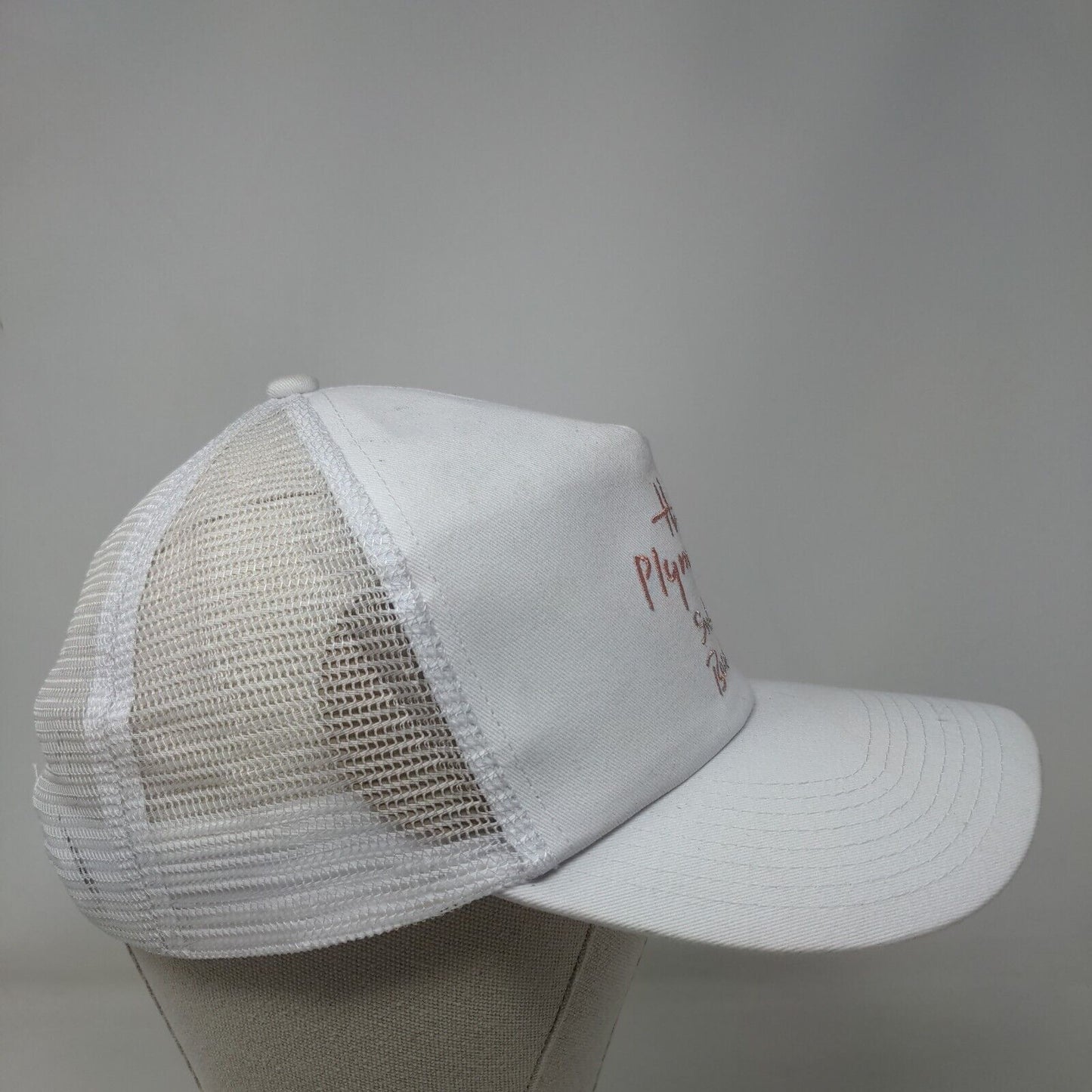 The Plymouth South Beach Snapback Trucker Hat White One Size Mesh Back