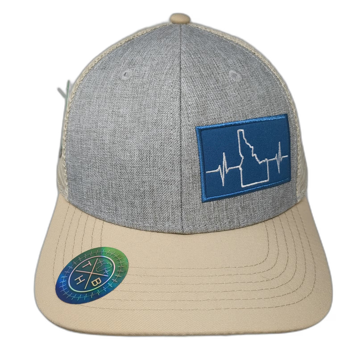 The Heartbeat Brand Trucker Hat Beige One Size Idaho State Mesh Snapback Ocean