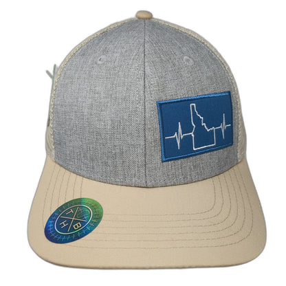 The Heartbeat Brand Trucker Hat Beige One Size Idaho State Mesh Snapback Ocean