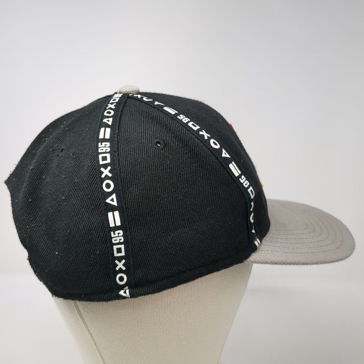 PlayStation Snapback Hat Black Gray One Size Button Icon Tape Embroidered Logo
