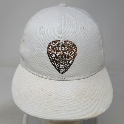 THREE IN Snapback Hat White One Size Martin Guitar Nazareth PA Flat Brim Pick