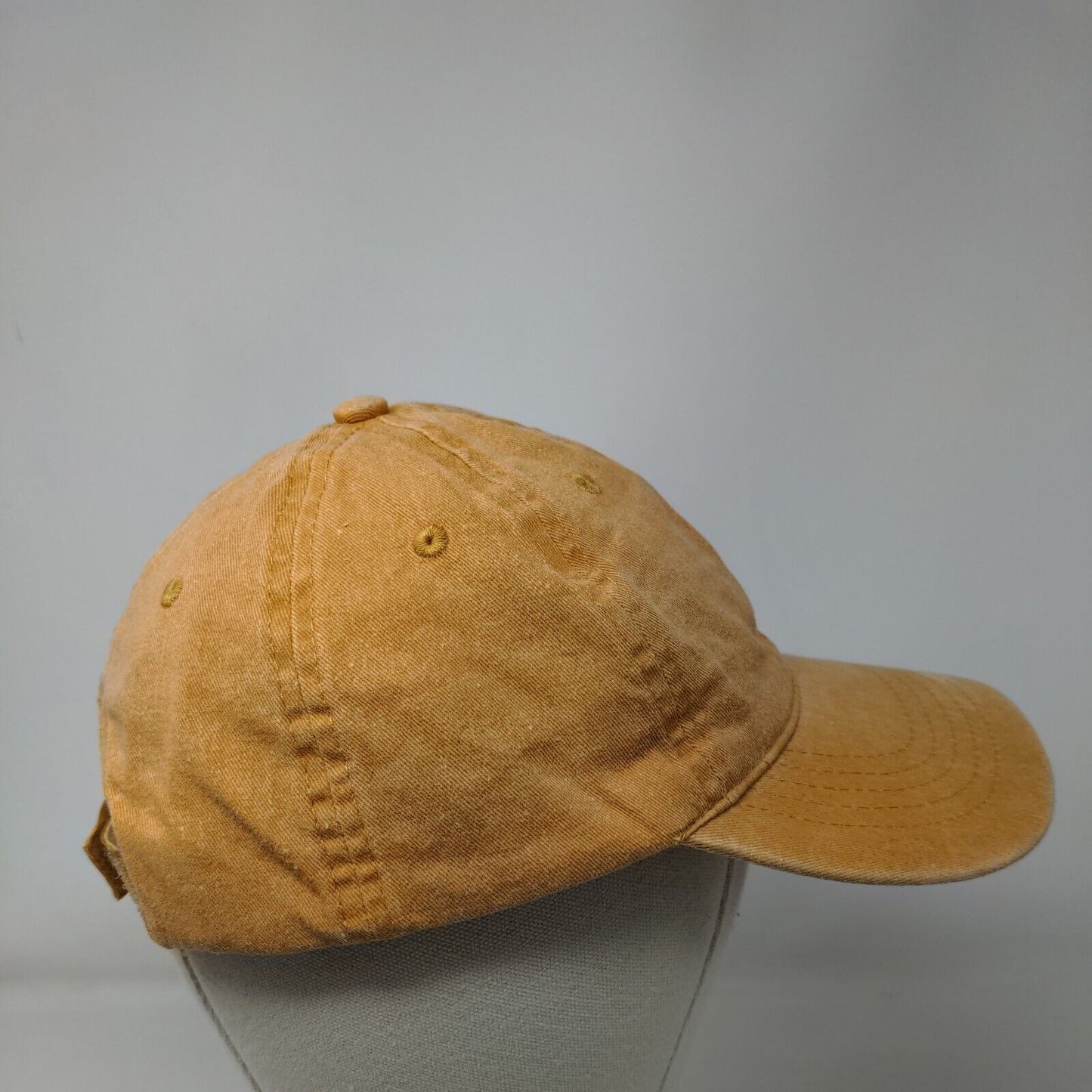 Unbranded Strapback Hat Orangish-Tan One Size Vented Holes 6 Panel Blank
