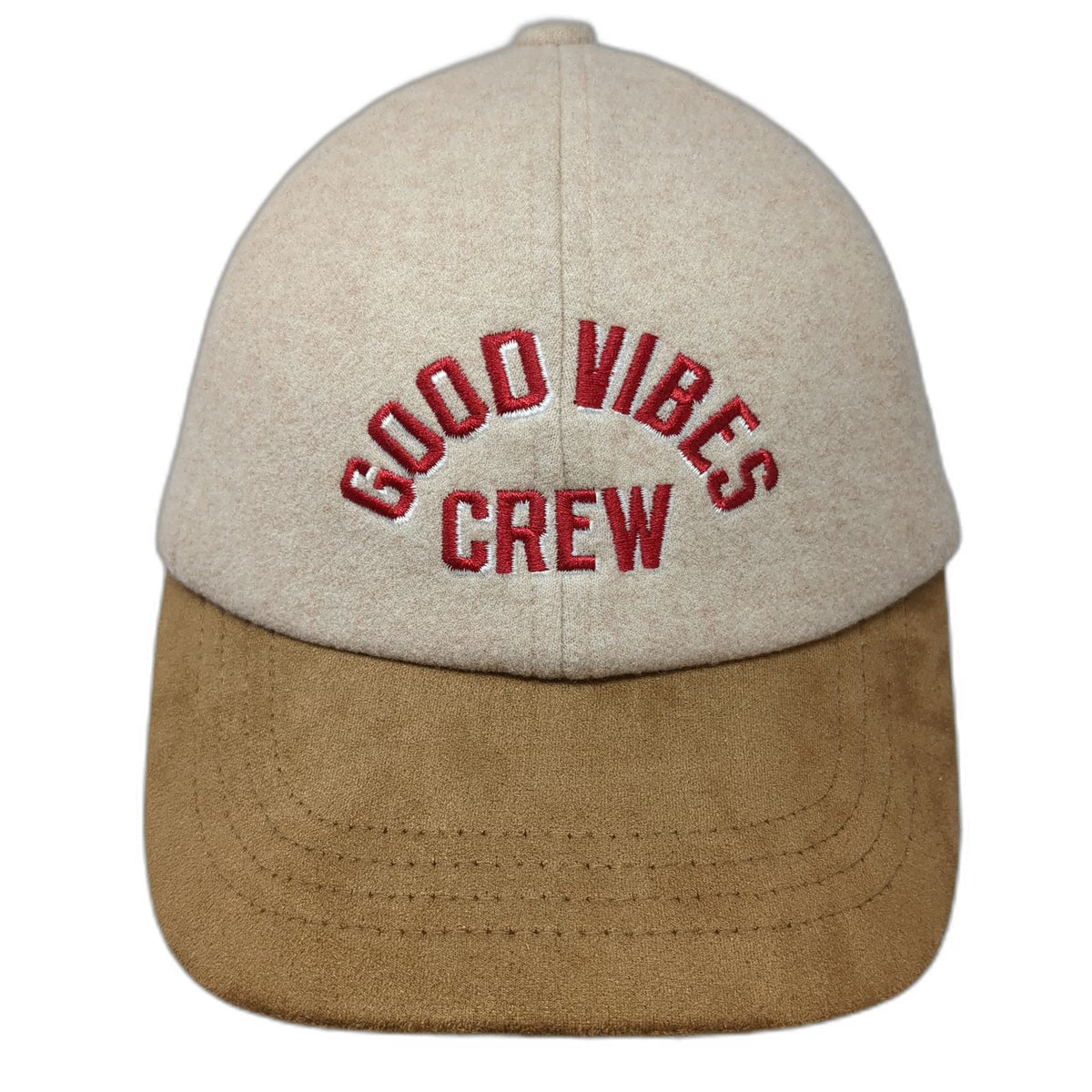 Old Navy Baseball Cap Beige One Size Good Vibes Crew Brown Brim Hat