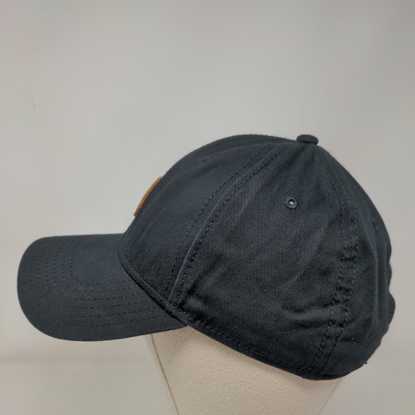 Timberland Leather Patch Strapback Hat Black OSFM Adjustable 6 Panel