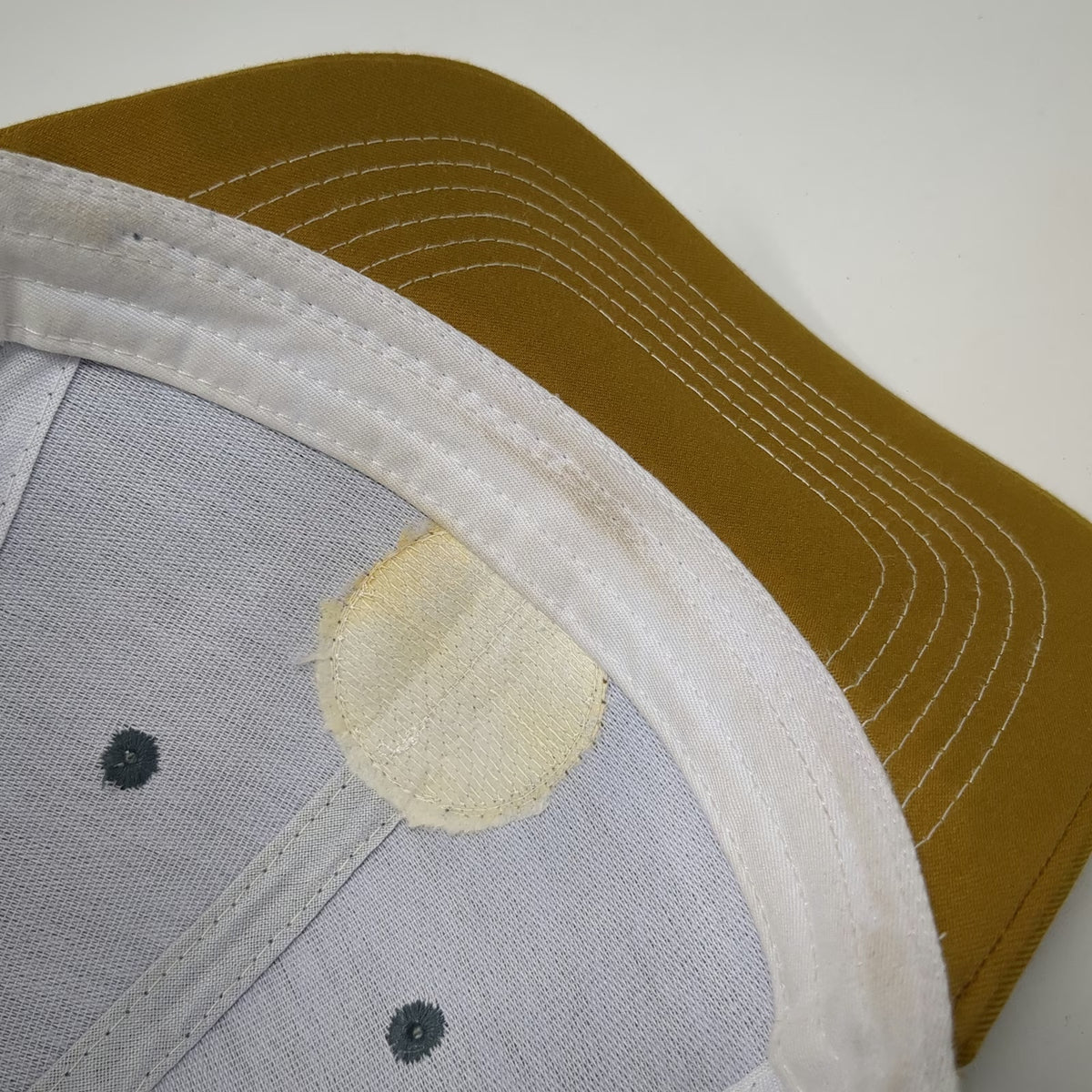 Arcadian Outfitters Trucker Hat Gray Gold White One Size Leather Patch Jackalope