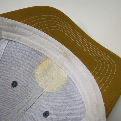 Arcadian Outfitters Trucker Hat Gray Gold White One Size Leather Patch Jackalope