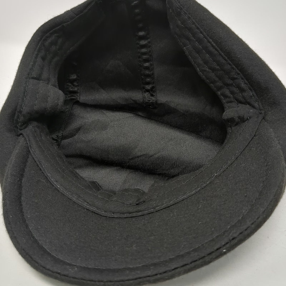 Black Newsboy Cap One Size Soft Jersey Fabric Elastic Back Flat Bill Plain Hat