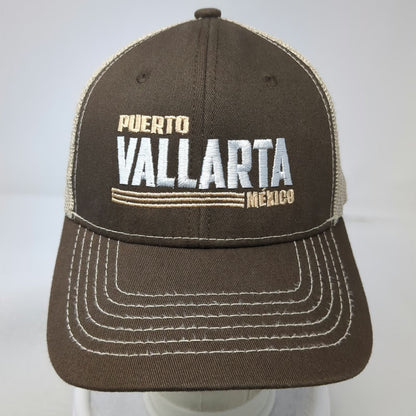 Invasion Brown Trucker Hat One Size Puerto Vallarta Mexico Mesh Snapback Stitch