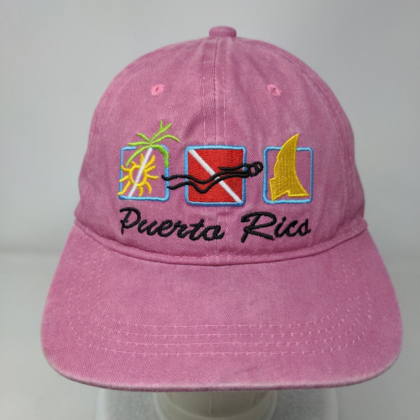 Puerto Rico Strapback Hat Pink One Size Embroidered Adjustable