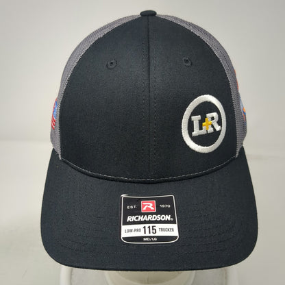 Richardson Trucker Hat Black L Ryker Strong LR Cross American Flag Mesh Snapback