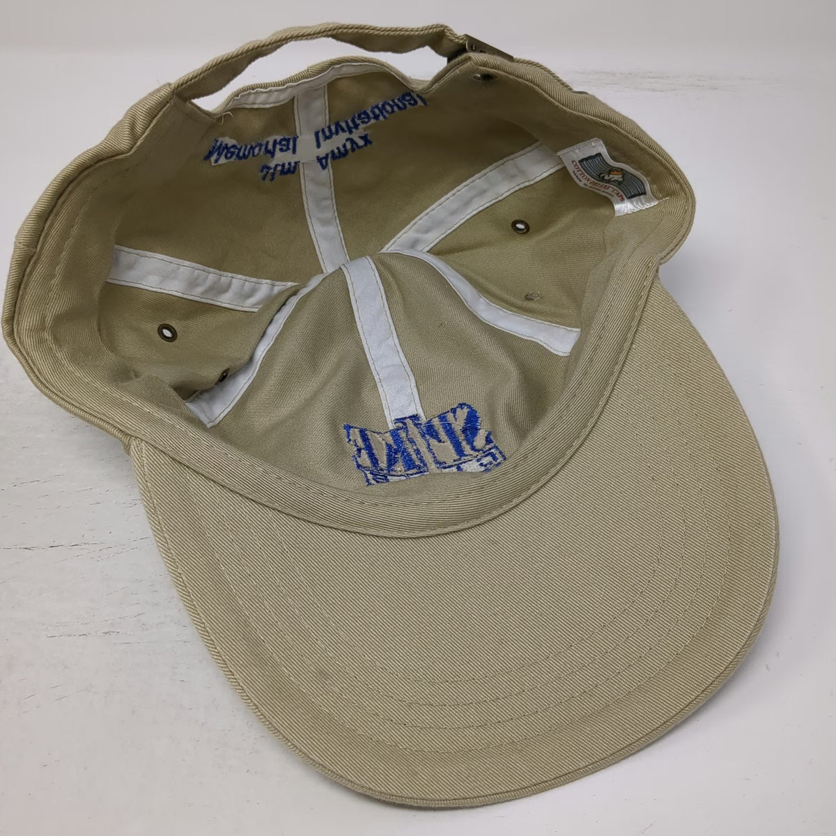 Cotton Deluxe Caps Spike Club Baseball Cap Beige OS Slideback Hat 1999 Vintage