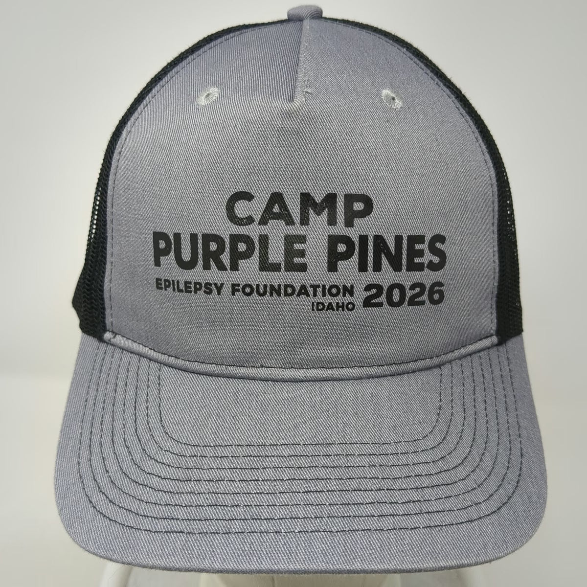Port Authority Trucker Hat Gray One Size Camp Purple Pines Epilepsy Foundation