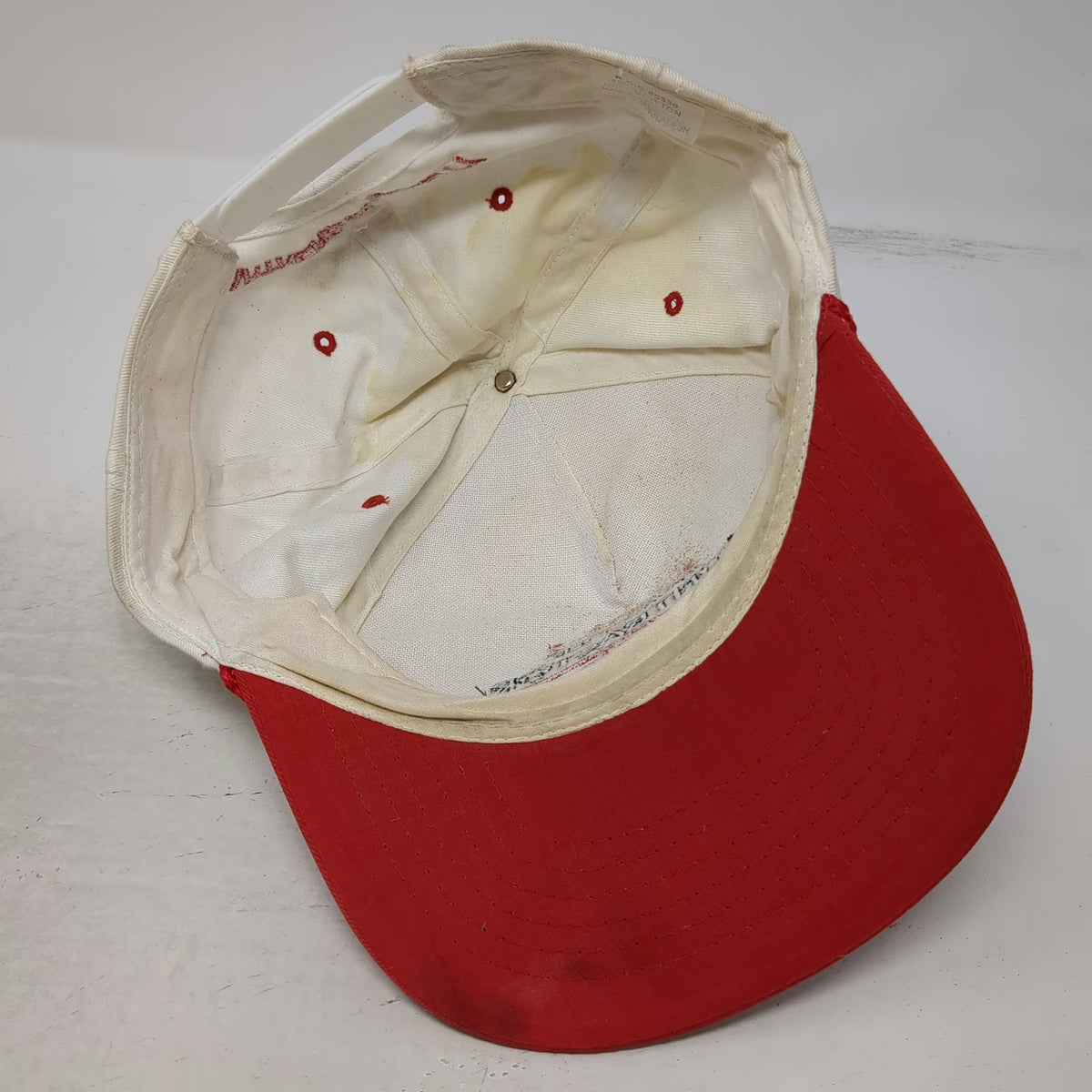 R.C.C. 5 Panel White Red Hat Firestone Master Contractor 1997 Rope Brim Vintage