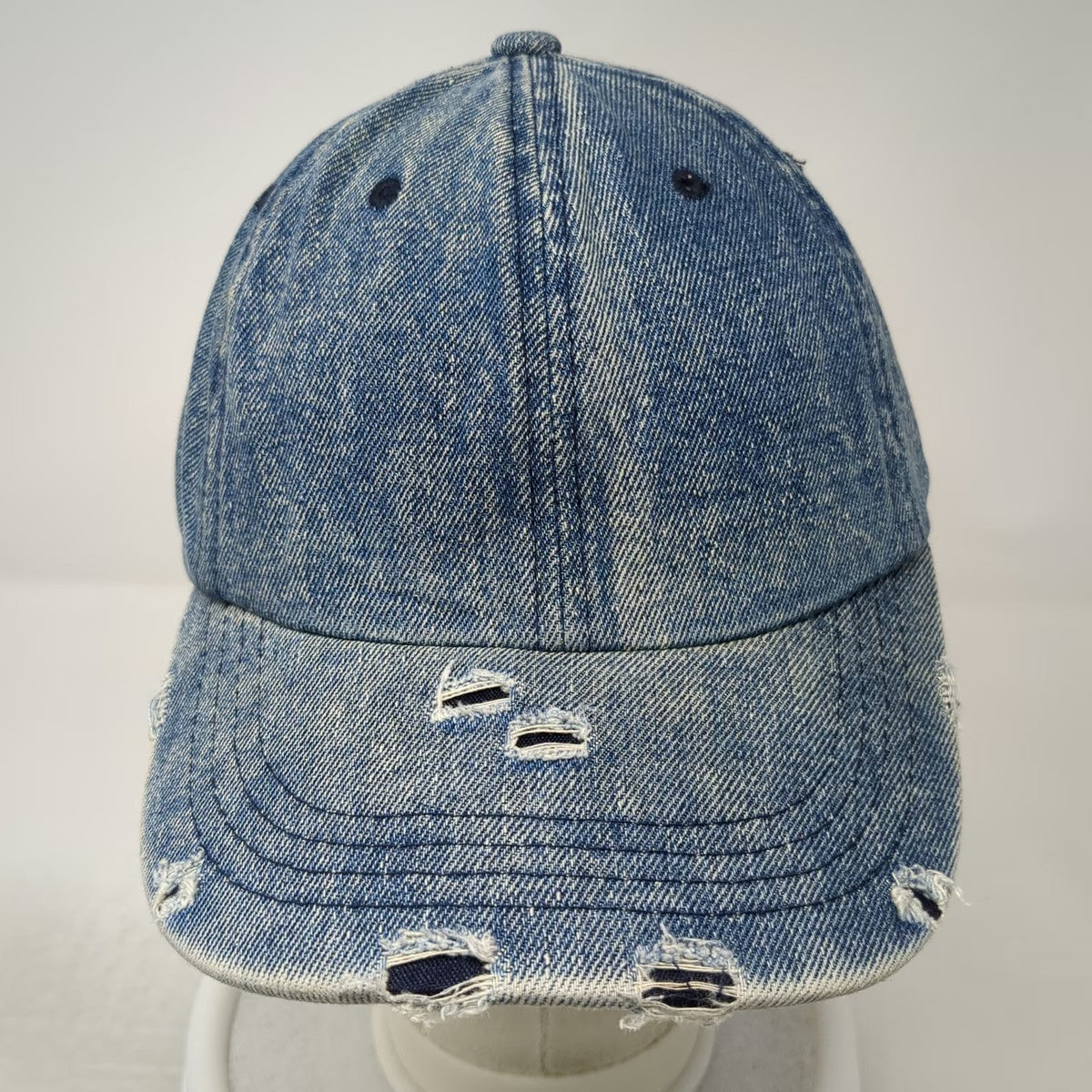 City Hunter USA Baseball Cap Blue One Size Frayed Acid Wash Denim Strapback Hat
