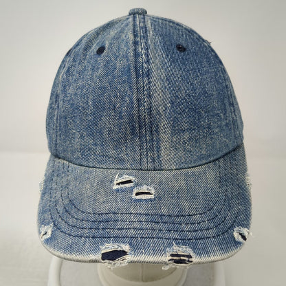 City Hunter USA Baseball Cap Blue One Size Frayed Acid Wash Denim Strapback Hat